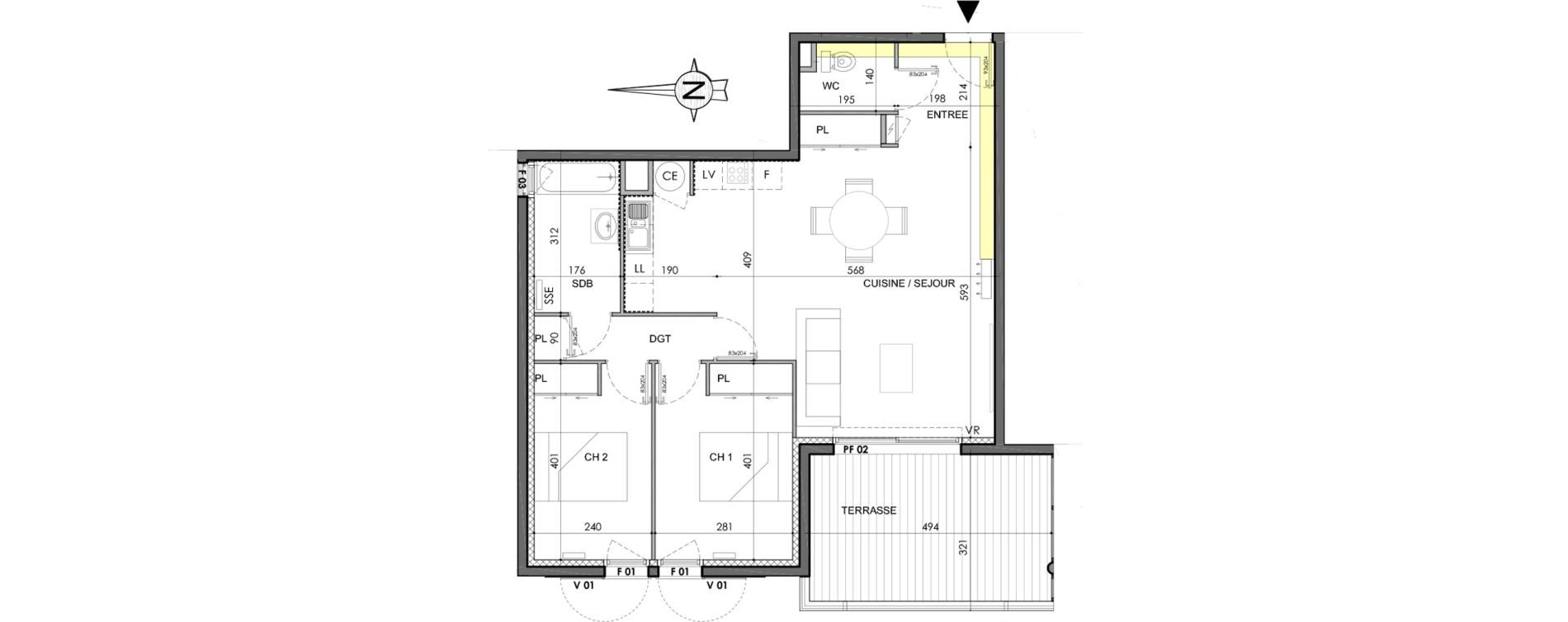Appartement T3 de 73,58 m2 &agrave; Marguerittes Centre