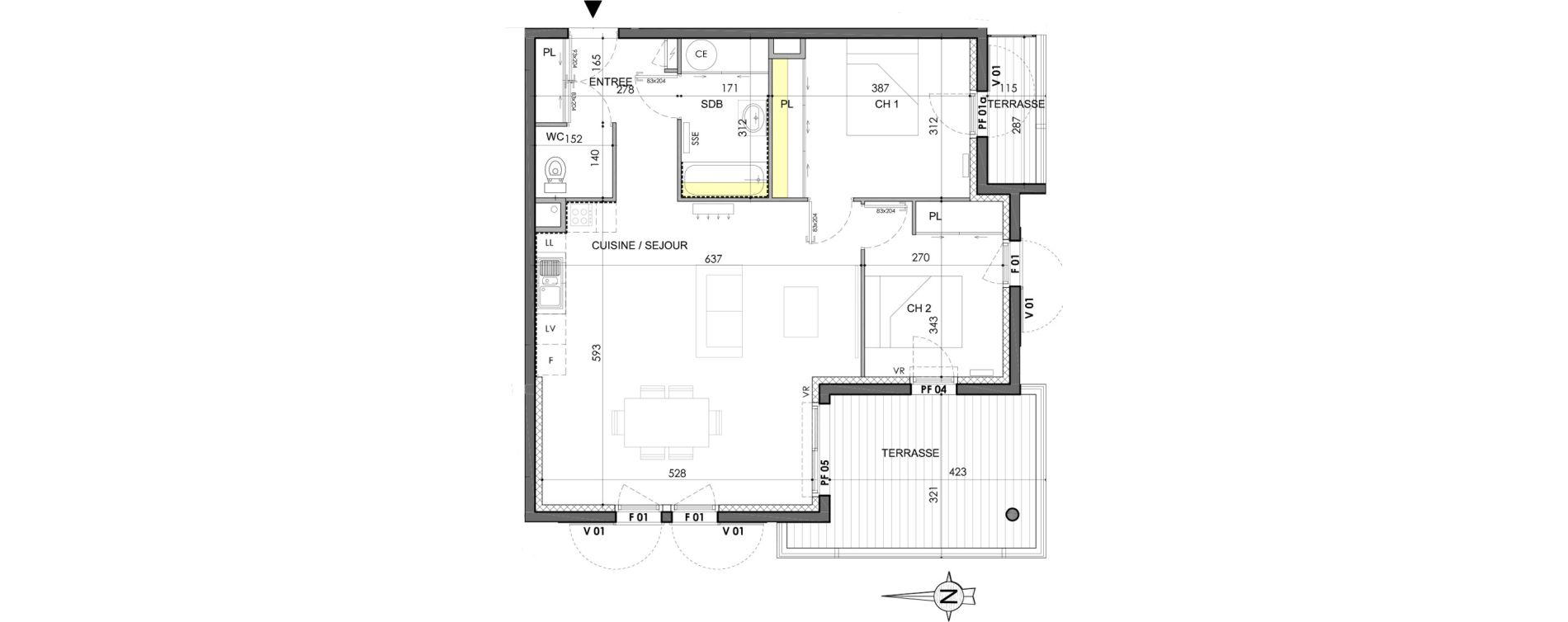 Appartement T3 de 69,51 m2 &agrave; Marguerittes Centre