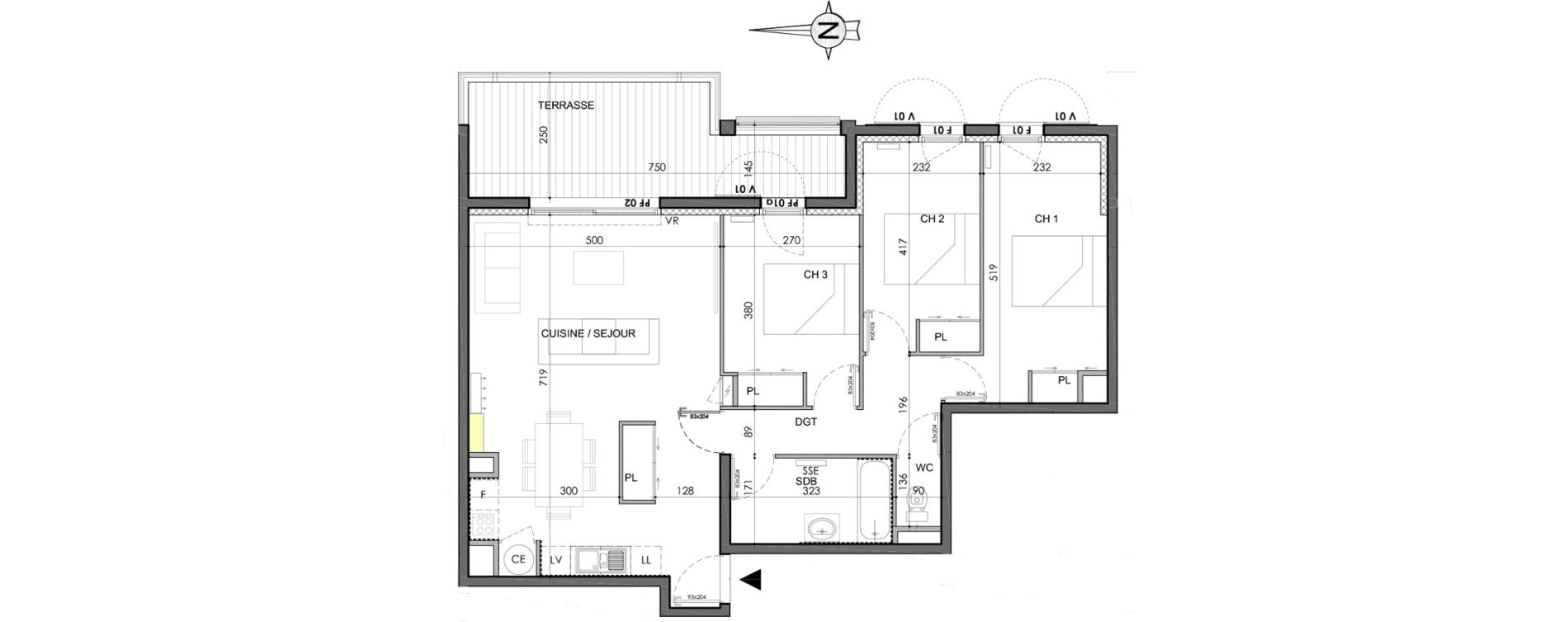 Appartement T4 de 80,39 m2 &agrave; Marguerittes Centre