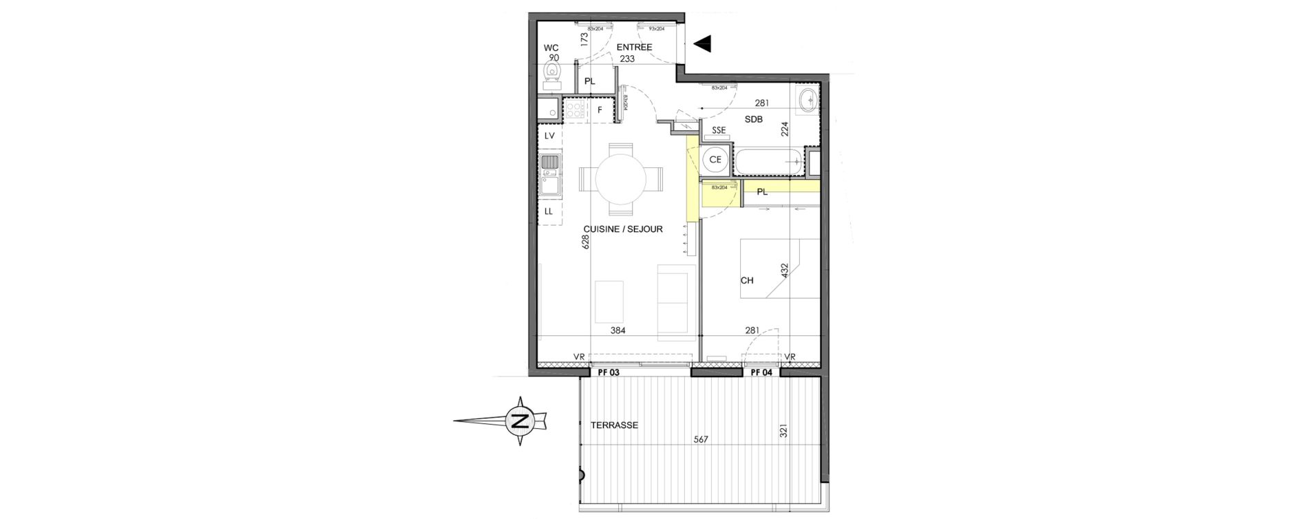 Appartement T2 de 47,25 m2 &agrave; Marguerittes Centre