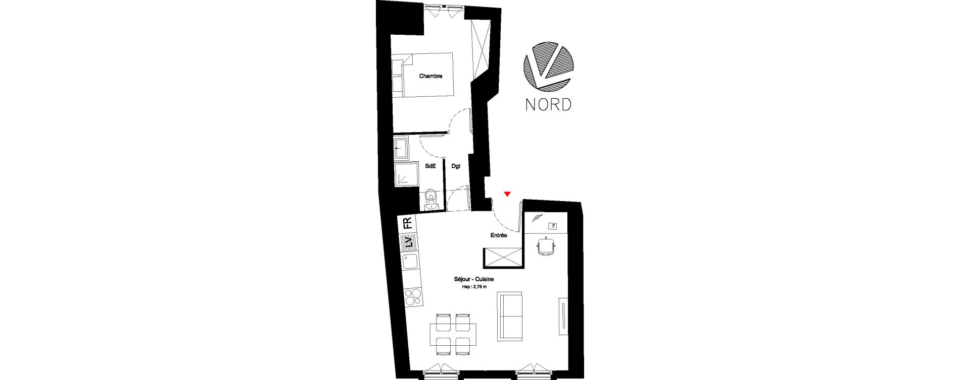 Appartement T2 de 43,10 m2 &agrave; N&icirc;mes Nimes centre