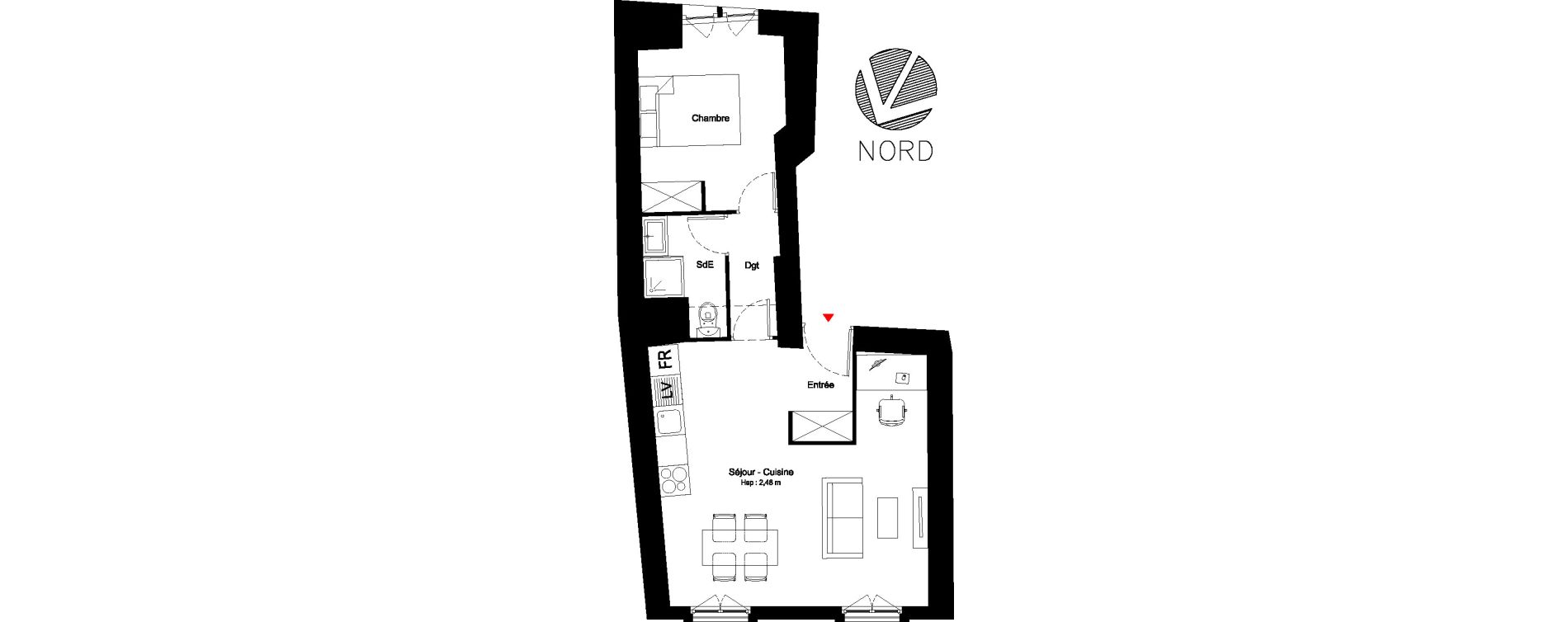 Appartement T2 de 42,90 m2 &agrave; N&icirc;mes Nimes centre