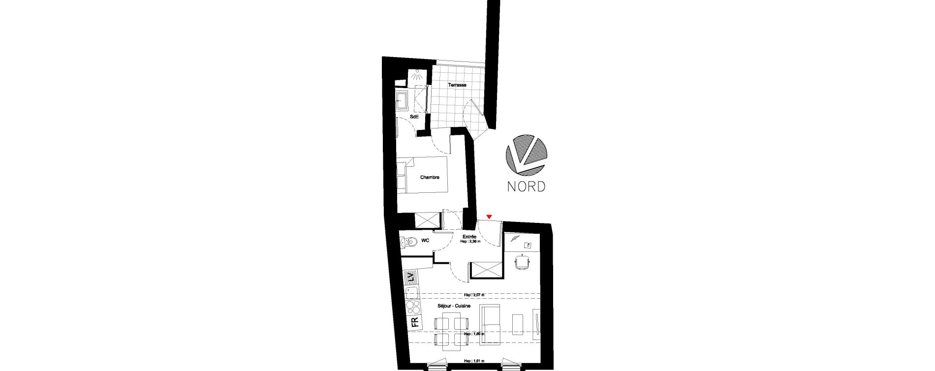 Appartement T2 de 32,90 m2 &agrave; N&icirc;mes Nimes centre