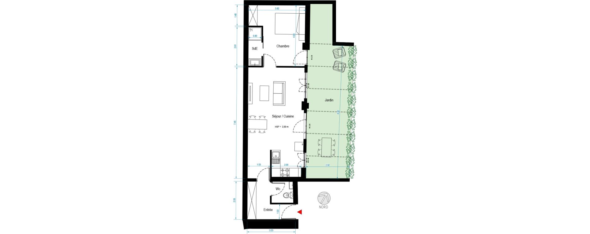 Appartement T2 de 50,60 m2 &agrave; N&icirc;mes Faubourg