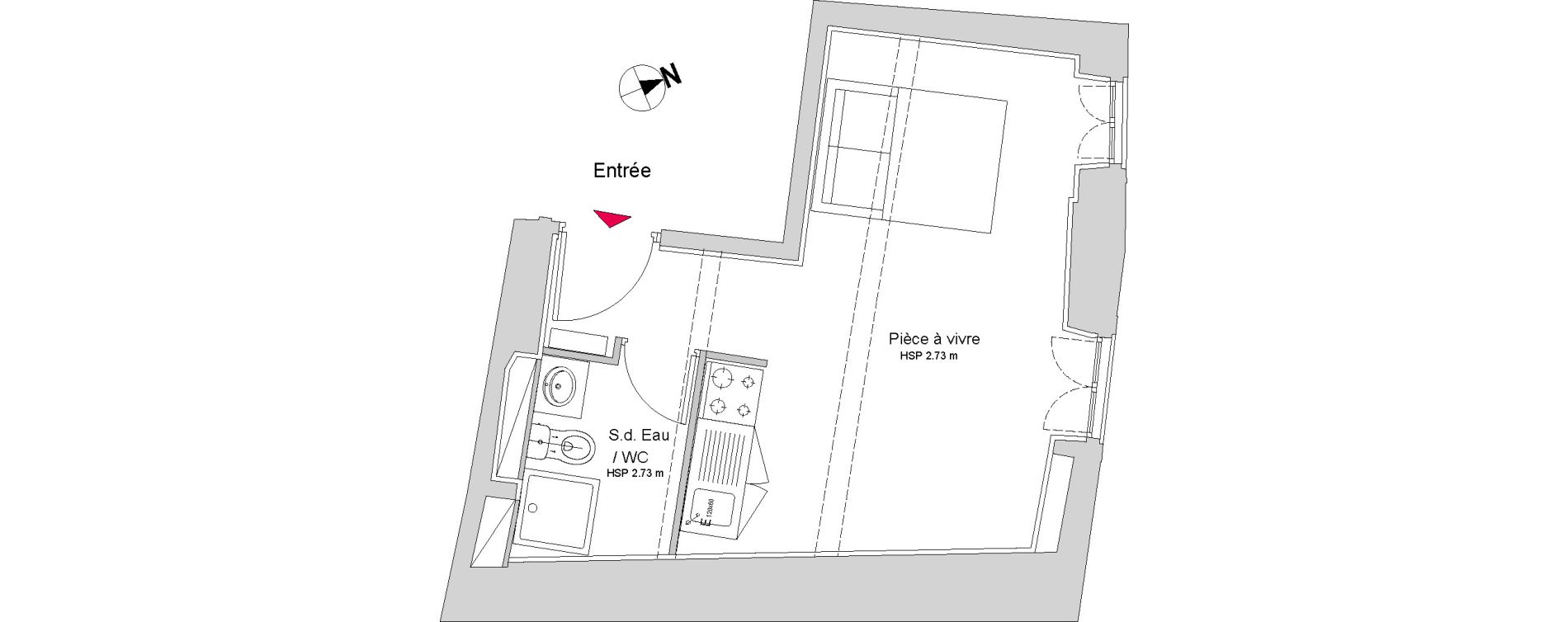 Appartement T1 de 23,62 m2 &agrave; N&icirc;mes Nimes centre