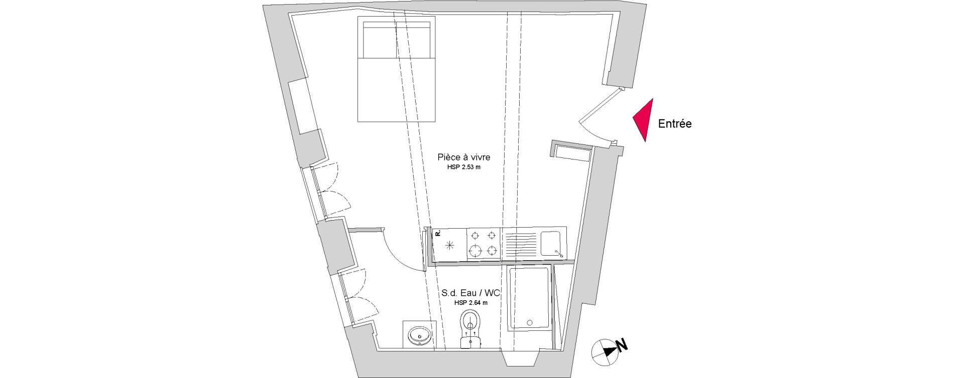 Appartement T1 de 28,09 m2 &agrave; N&icirc;mes Nimes centre