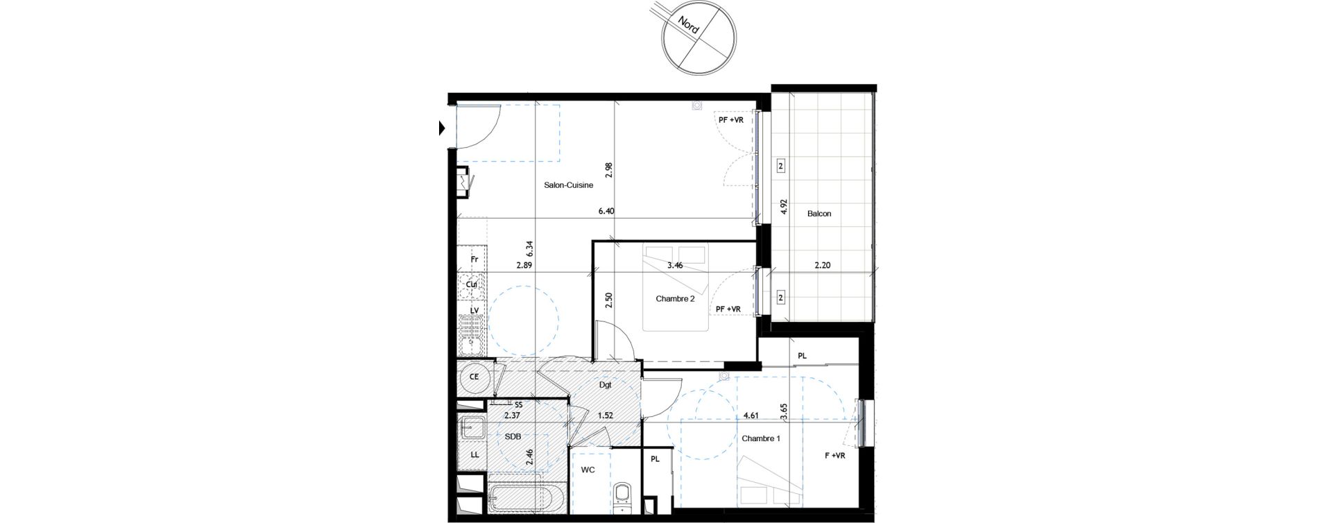 Appartement T3 de 62,20 m2 &agrave; N&icirc;mes Mas de ville