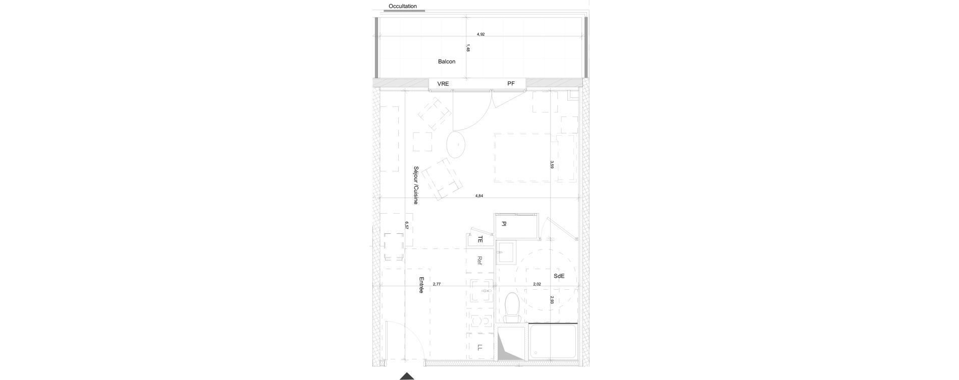 Appartement T1 de 30,36 m2 &agrave; N&icirc;mes Nimes pasteur