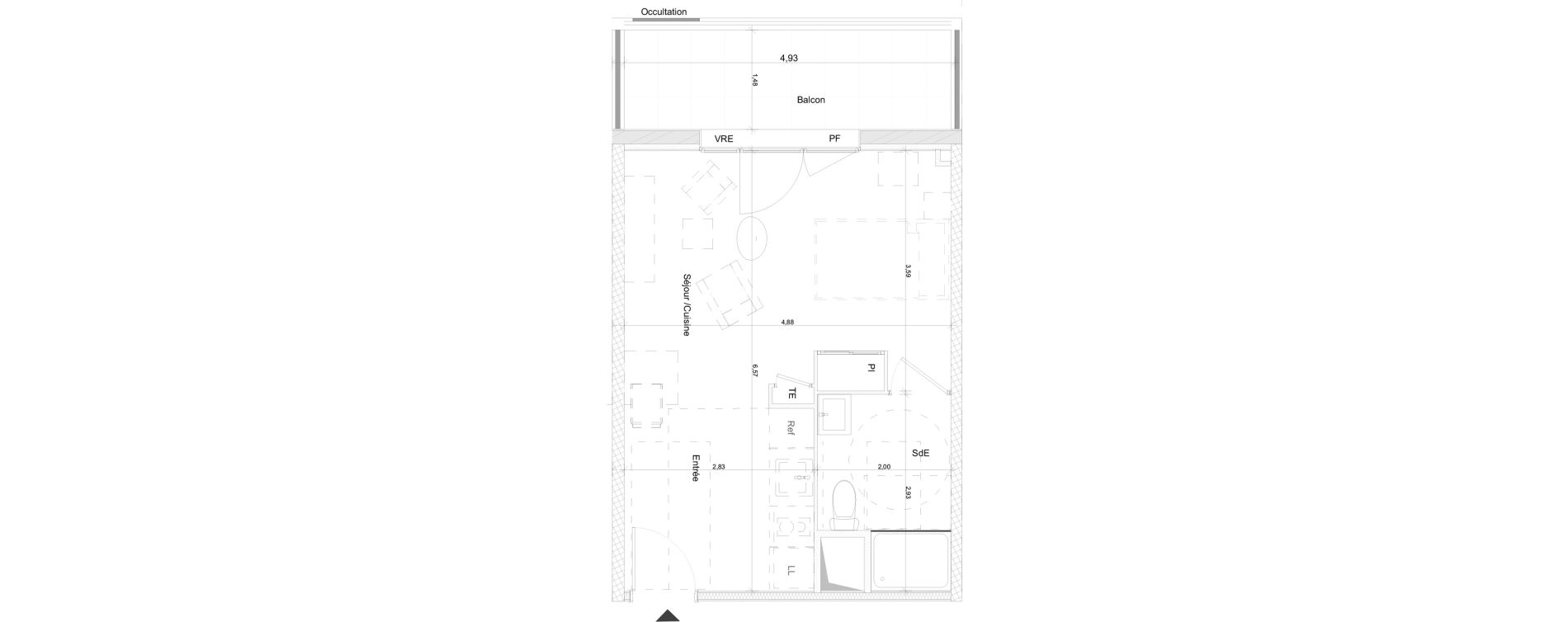 Appartement T1 de 30,68 m2 &agrave; N&icirc;mes Nimes pasteur