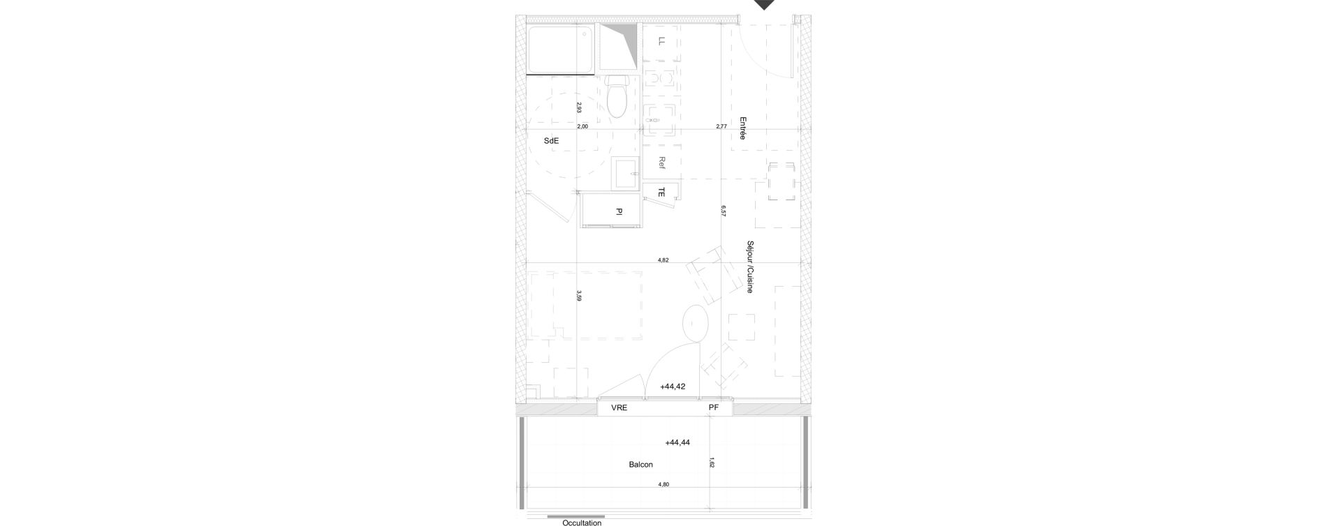 Appartement T1 de 30,29 m2 &agrave; N&icirc;mes Nimes pasteur