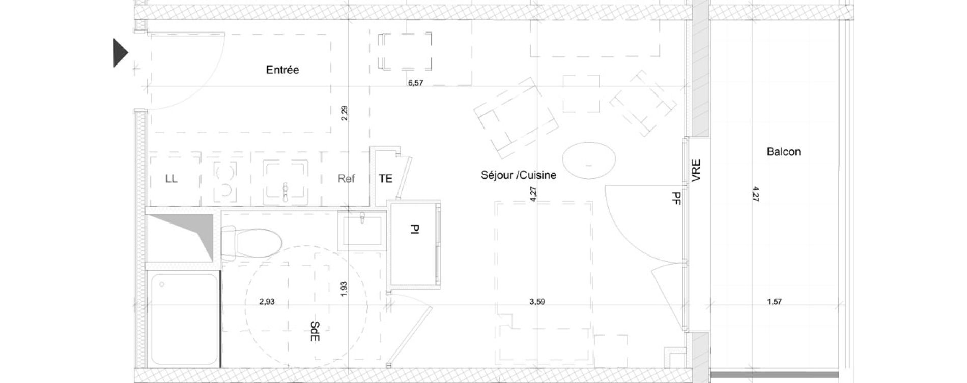 Appartement T1 de 26,71 m2 &agrave; N&icirc;mes Nimes pasteur