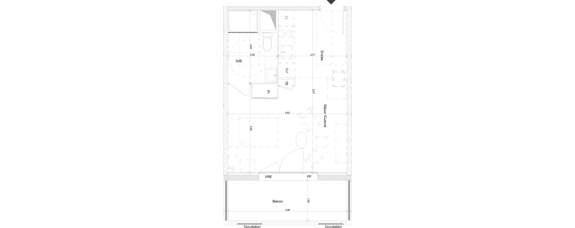 Appartement T1 de 30,29 m2 &agrave; N&icirc;mes Nimes pasteur