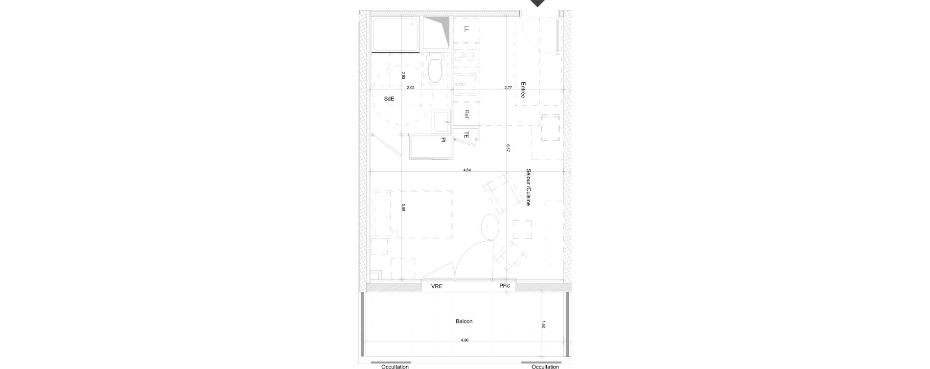 Appartement T1 de 30,41 m2 &agrave; N&icirc;mes Nimes pasteur