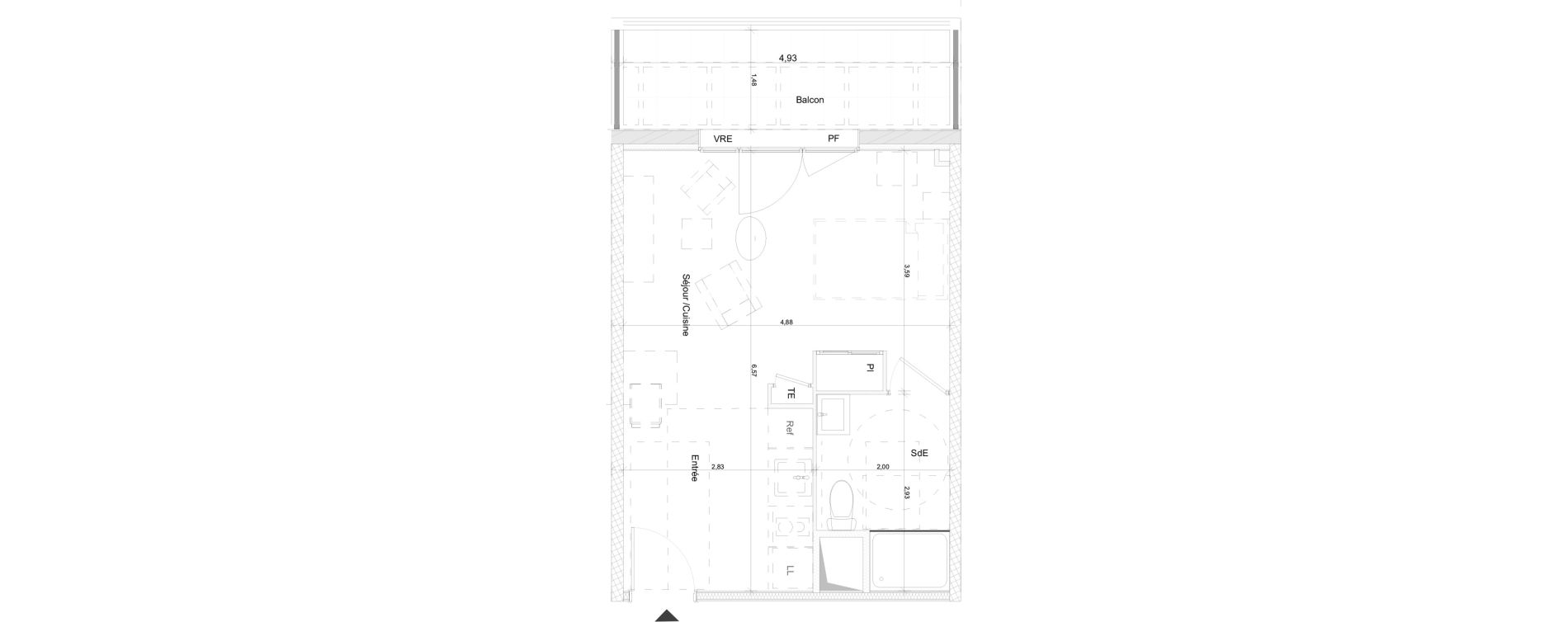 Appartement T1 de 30,68 m2 &agrave; N&icirc;mes Nimes pasteur