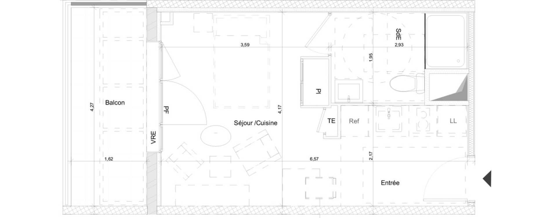 Appartement T1 de 26,04 m2 &agrave; N&icirc;mes Nimes pasteur