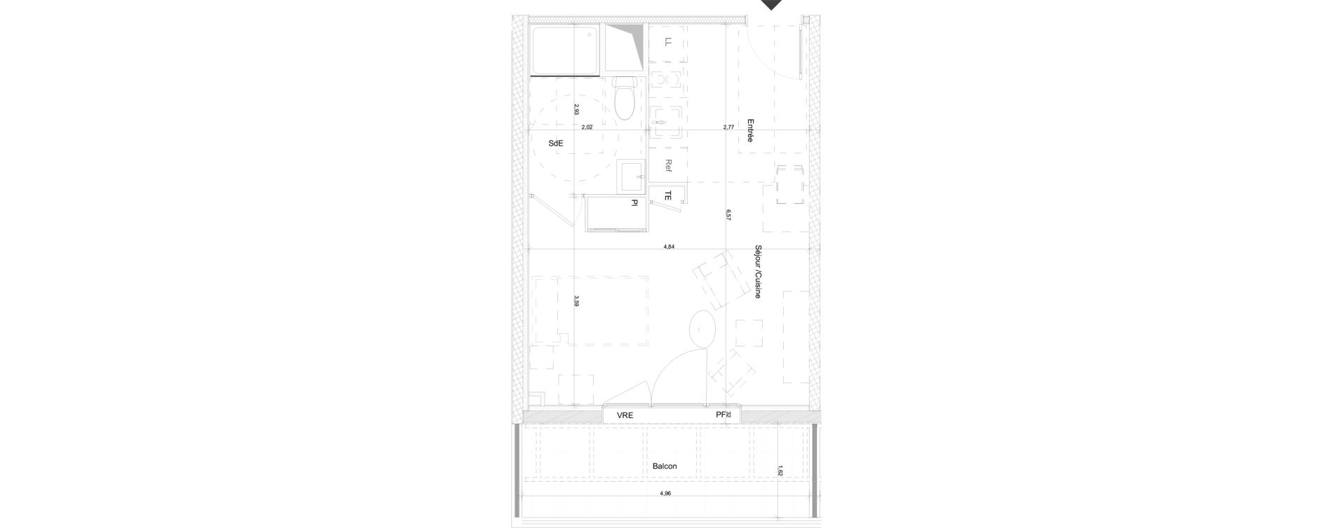 Appartement T1 de 30,41 m2 &agrave; N&icirc;mes Nimes pasteur