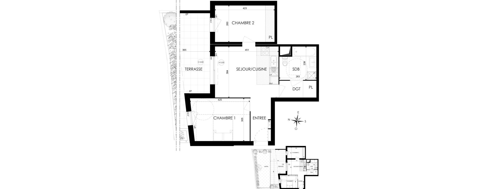 Appartement T3 de 54,00 m2 &agrave; N&icirc;mes Santa cruz