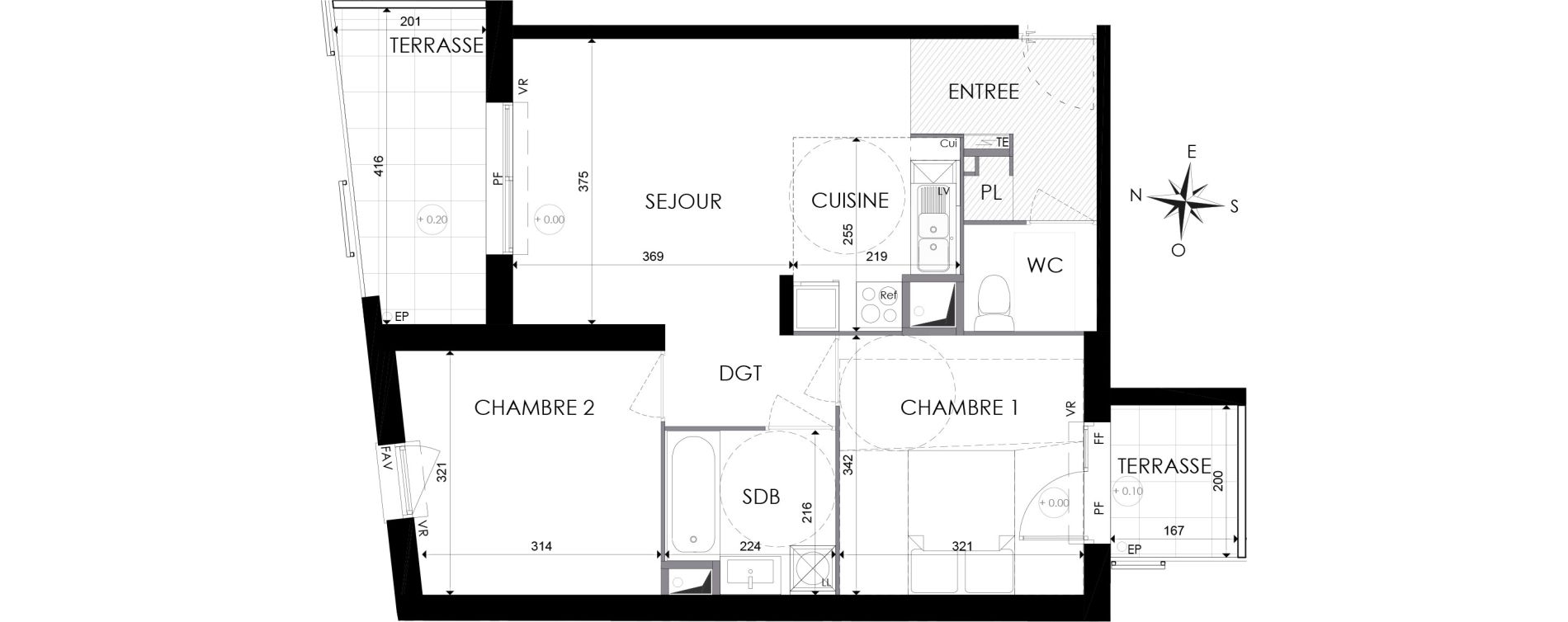 Appartement T3 de 58,00 m2 &agrave; N&icirc;mes Santa cruz