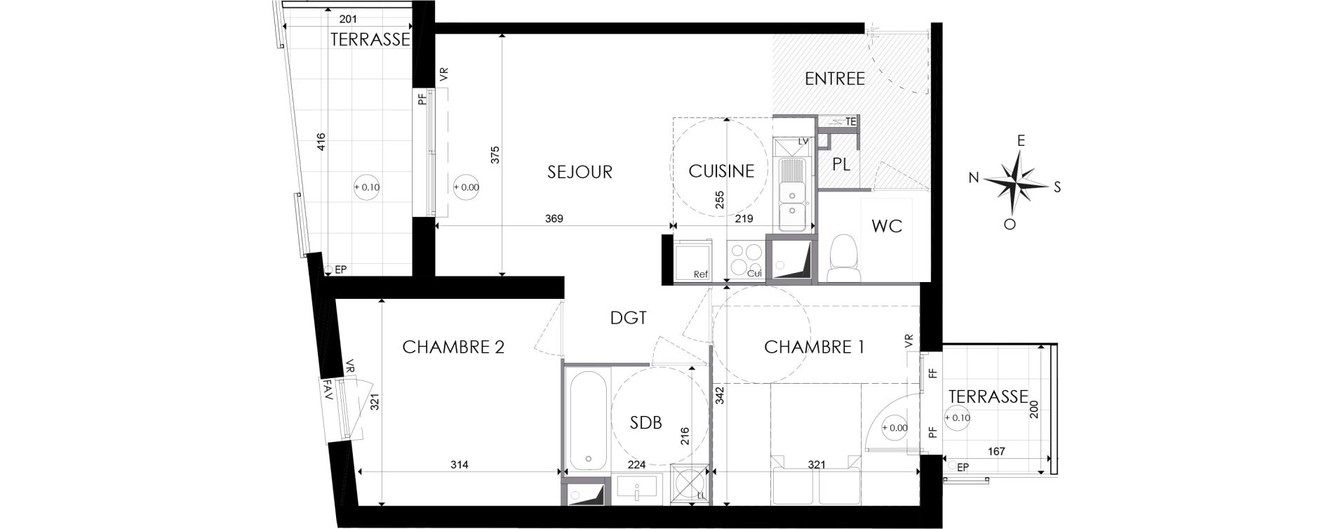 Appartement T3 de 58,00 m2 &agrave; N&icirc;mes Santa cruz