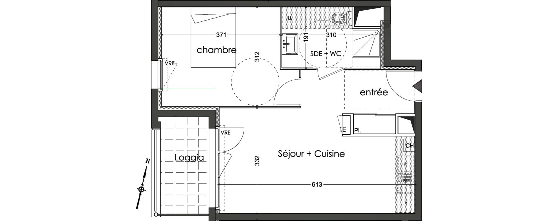 Appartement T2 de 41,50 m2 &agrave; N&icirc;mes Cadereau