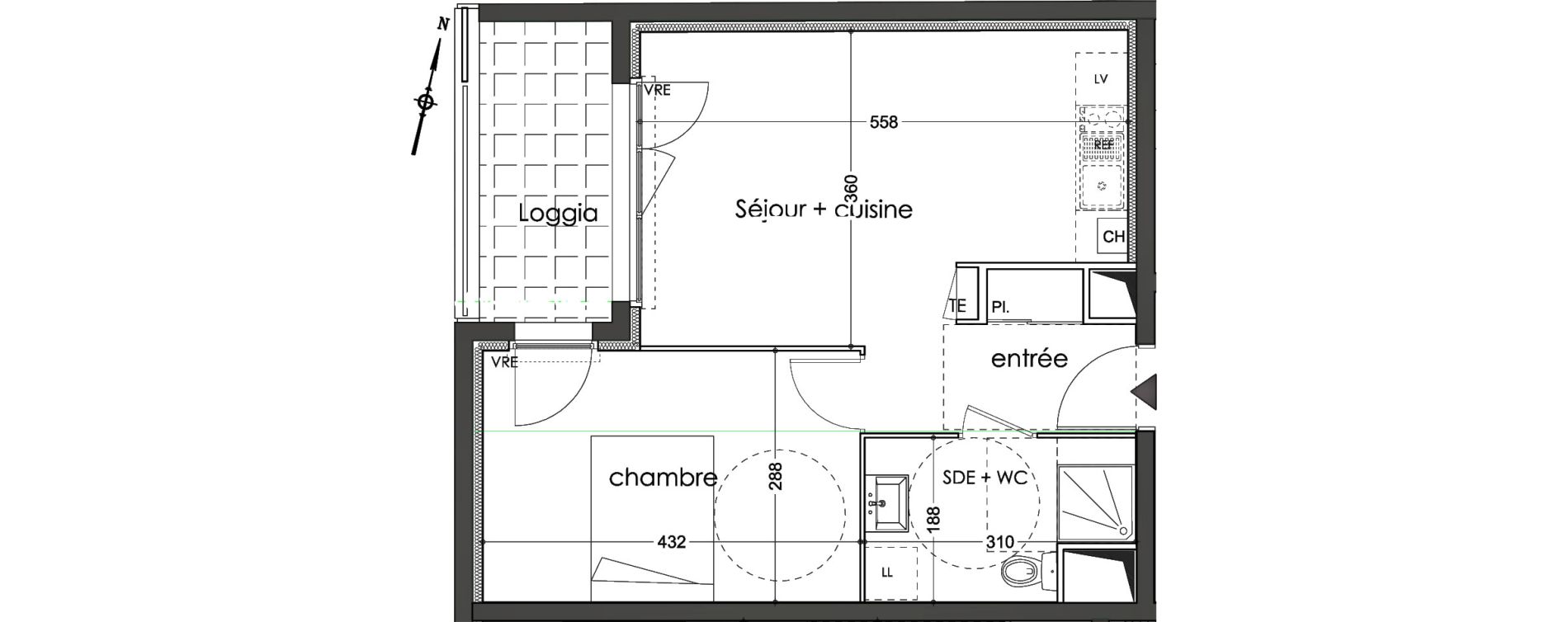 Appartement T2 de 40,20 m2 &agrave; N&icirc;mes Cadereau