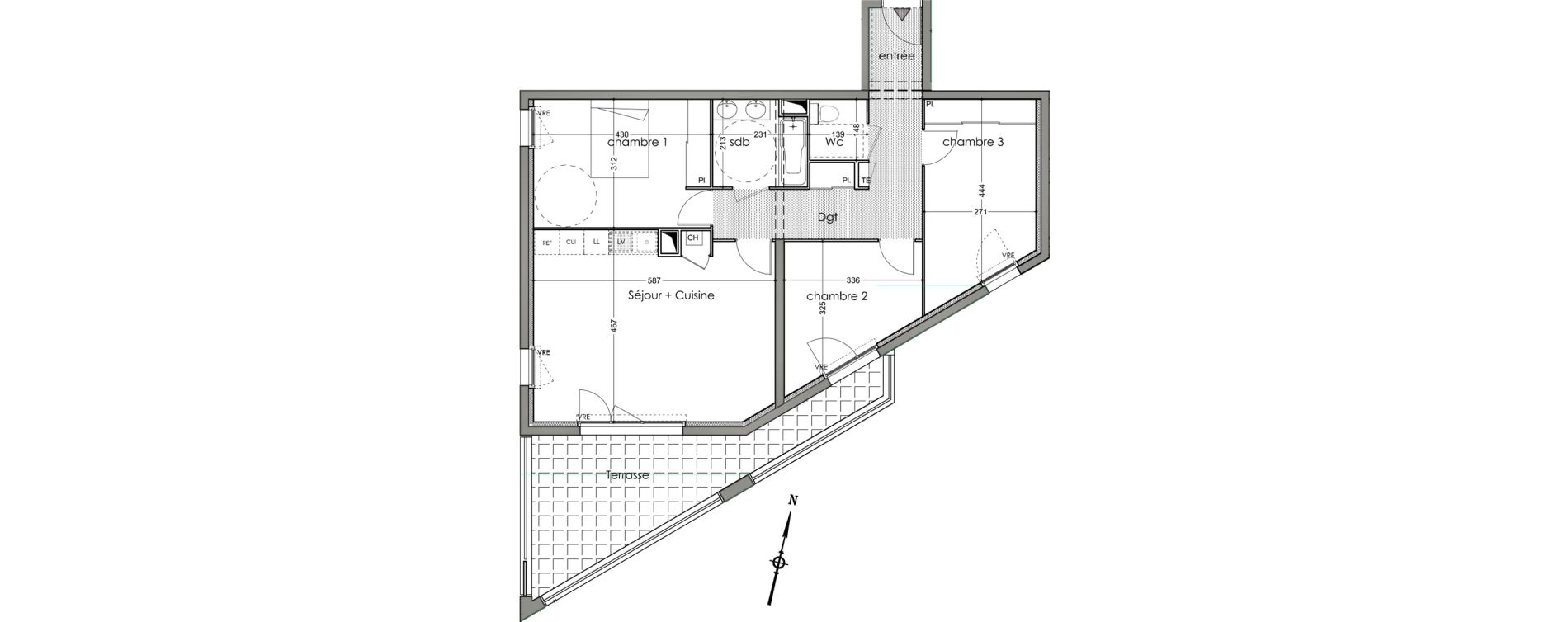 Appartement T4 de 80,60 m2 &agrave; N&icirc;mes Cadereau