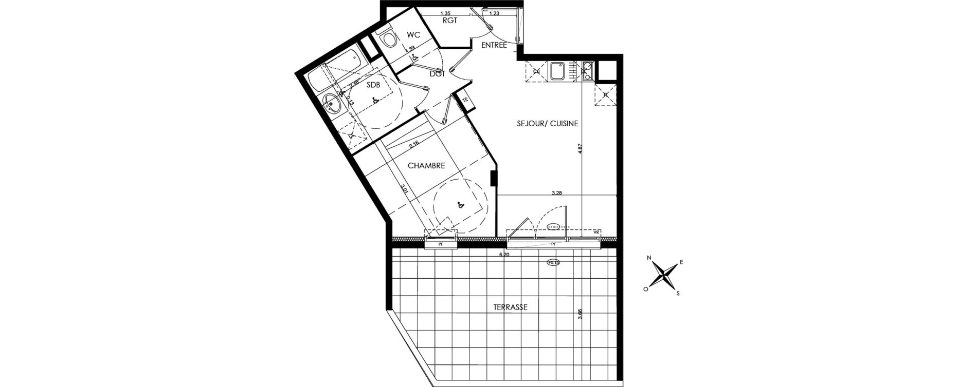 Appartement T2 de 40,30 m2 &agrave; N&icirc;mes La cigale