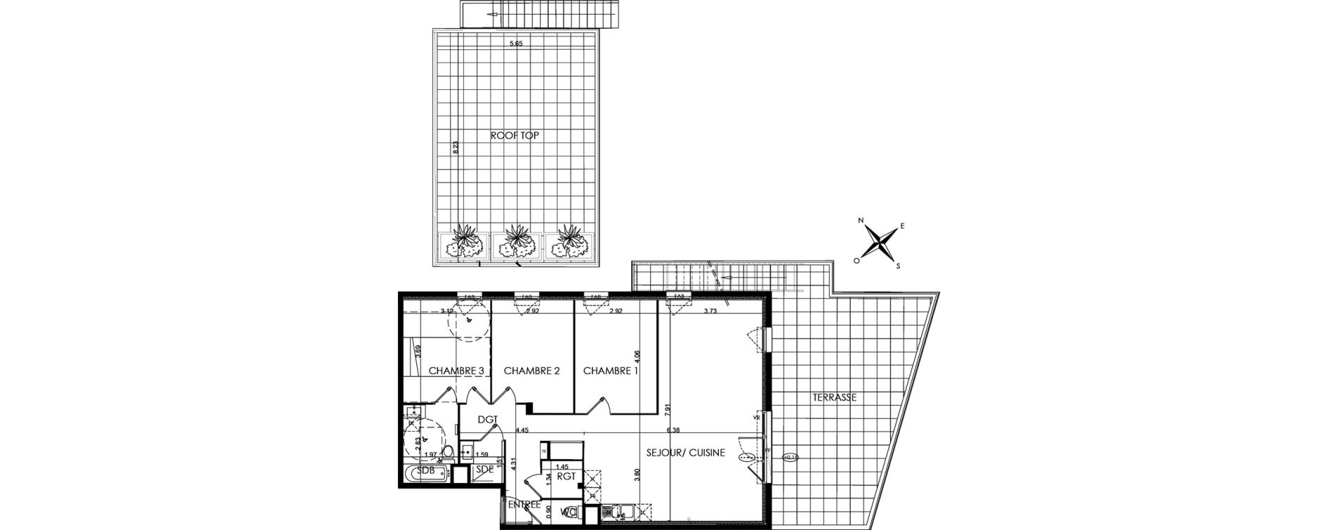Appartement T4 de 94,20 m2 &agrave; N&icirc;mes La cigale