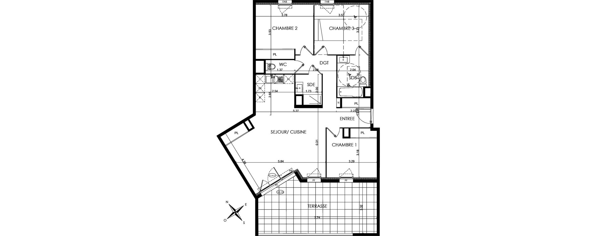 Appartement T4 de 87,80 m2 &agrave; N&icirc;mes La cigale