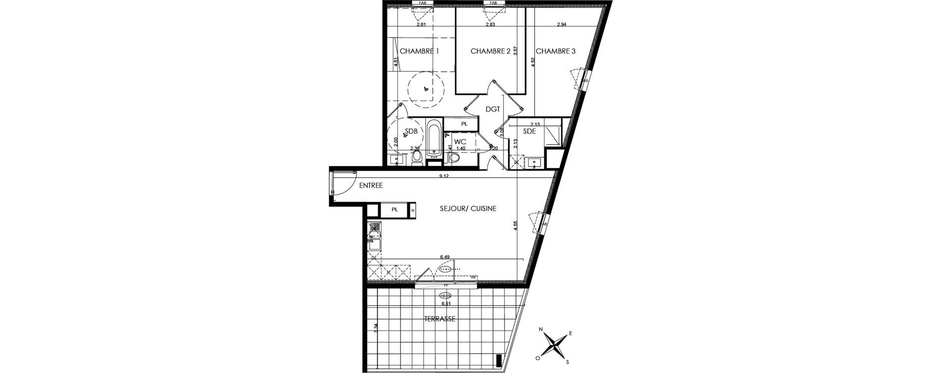 Appartement T4 de 83,80 m2 &agrave; N&icirc;mes La cigale