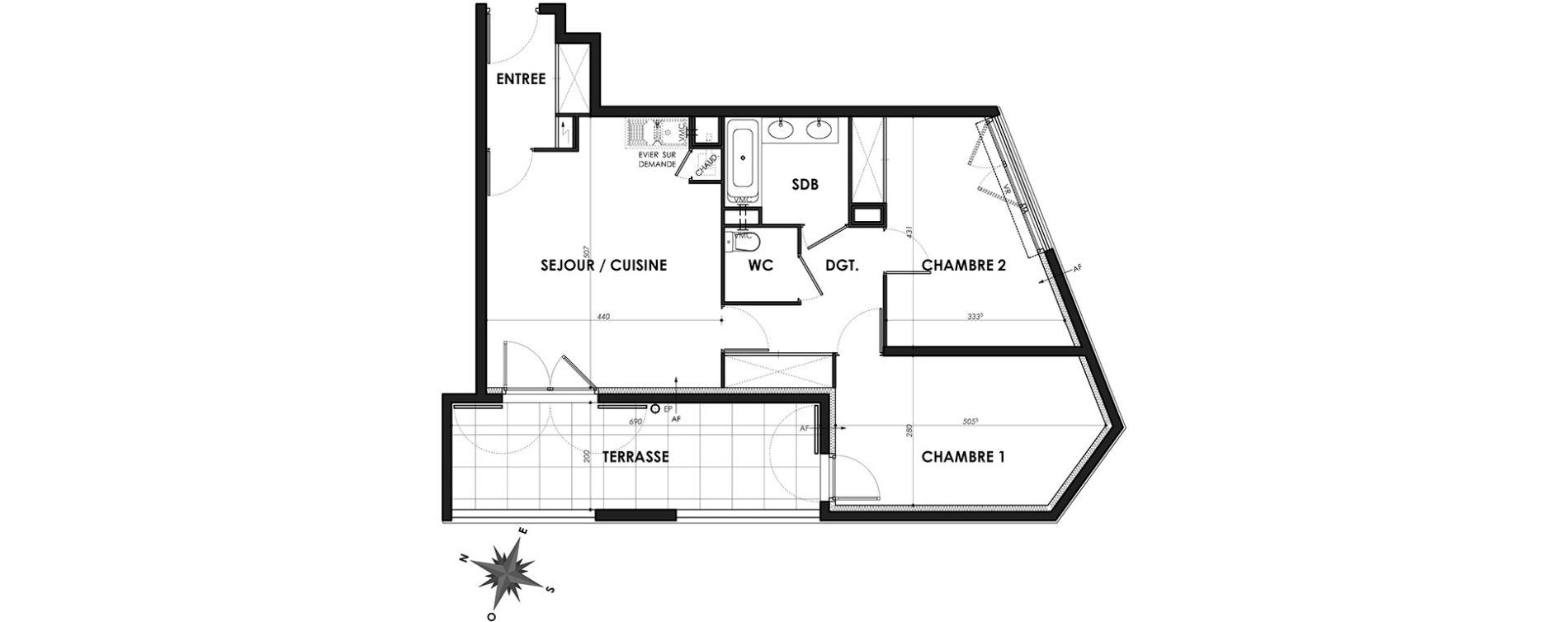 Appartement T3 de 63,29 m2 &agrave; N&icirc;mes Centre