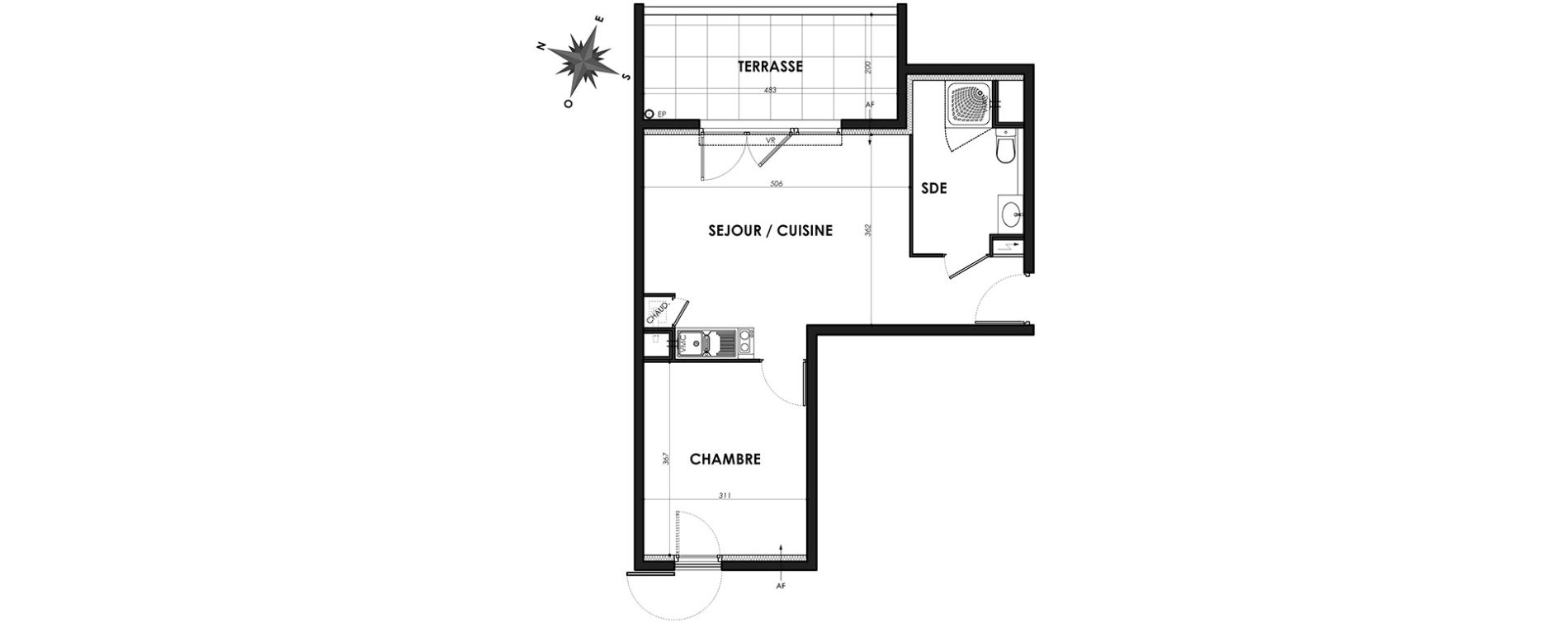 Appartement T2 de 40,37 m2 &agrave; N&icirc;mes Centre