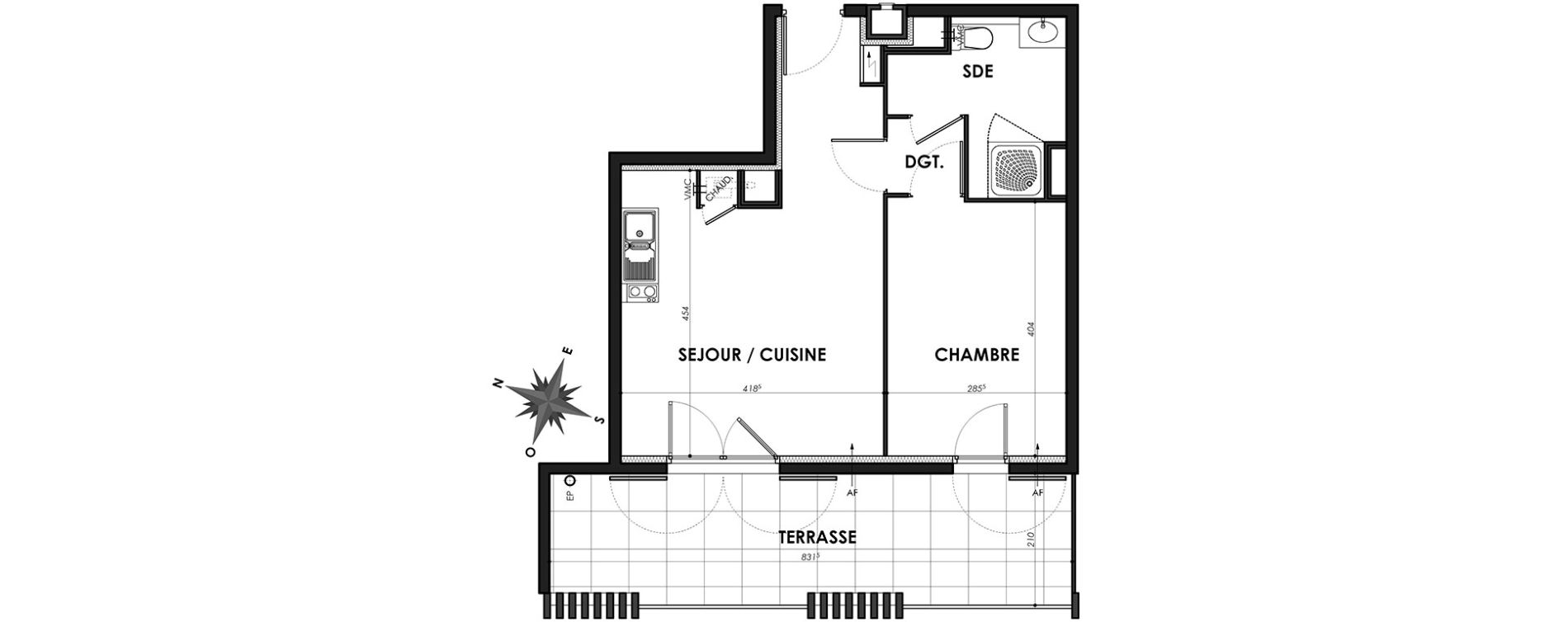 Appartement T2 de 40,95 m2 &agrave; N&icirc;mes Centre