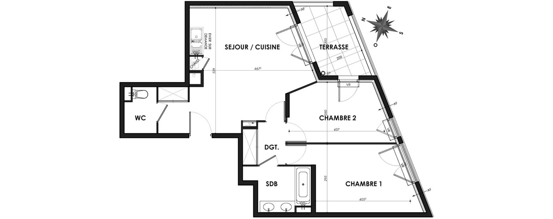 Appartement T3 de 59,27 m2 &agrave; N&icirc;mes Centre