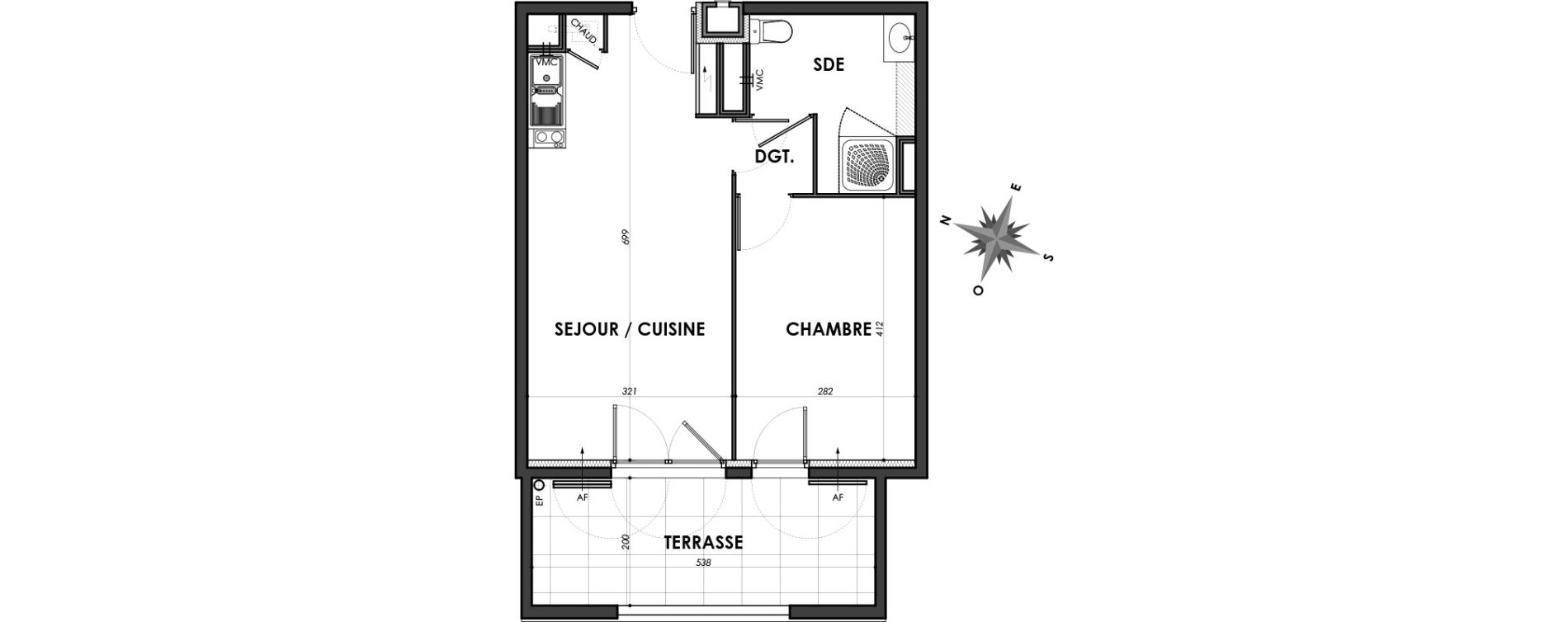 Appartement T2 de 40,10 m2 &agrave; N&icirc;mes Centre