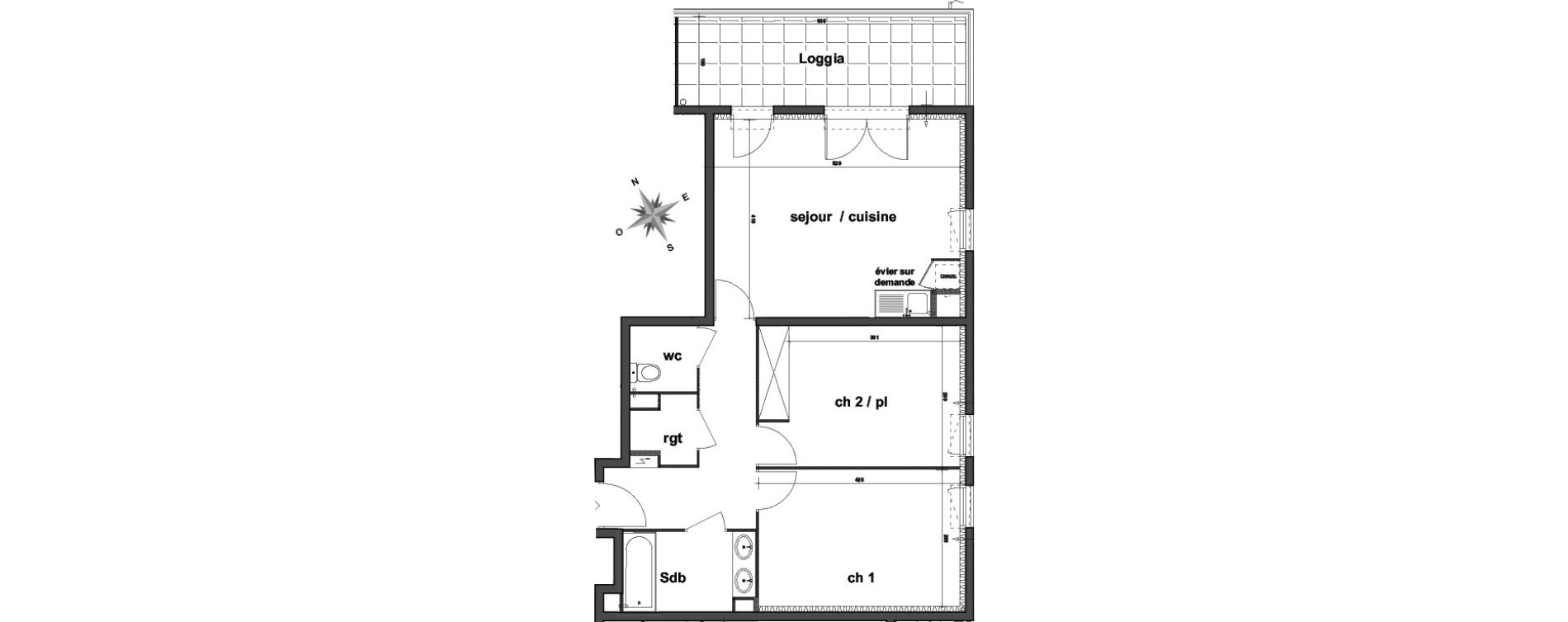 Appartement T3 de 62,68 m2 &agrave; N&icirc;mes Centre