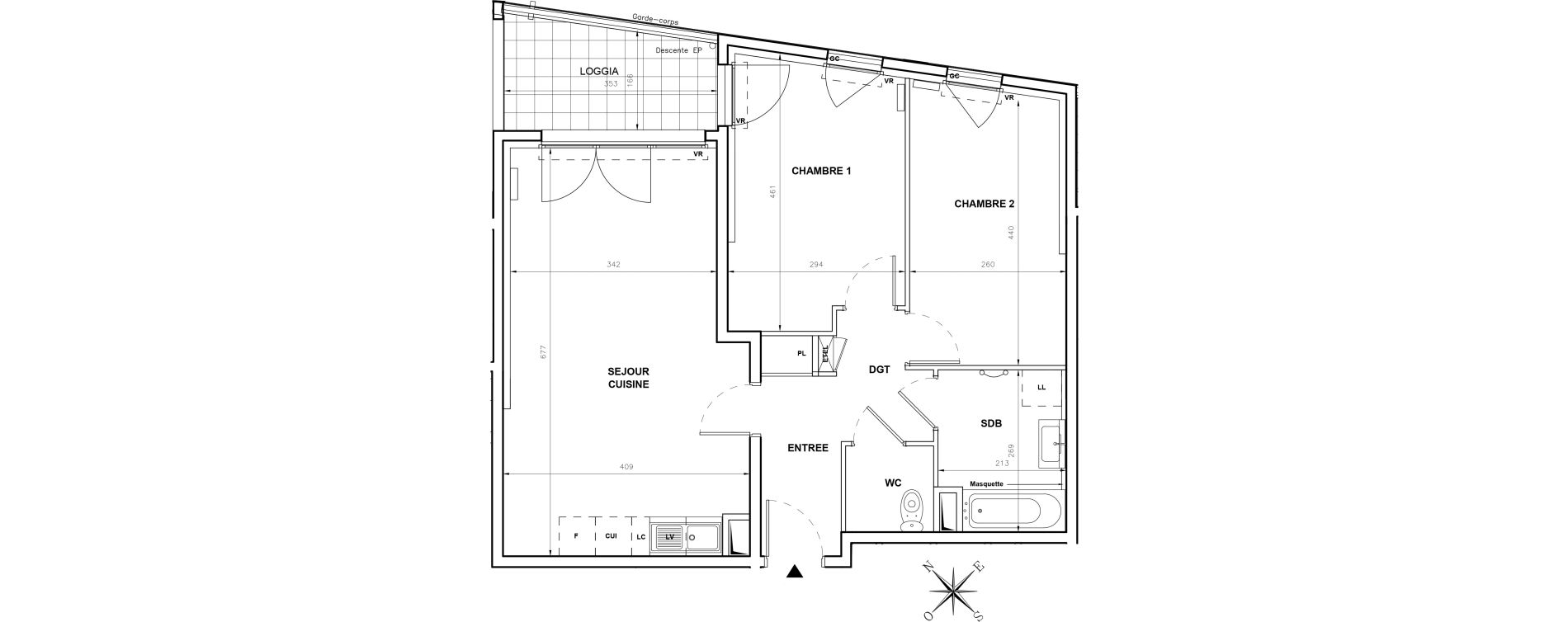 Appartement T3 de 63,90 m2 &agrave; N&icirc;mes Nimes centre