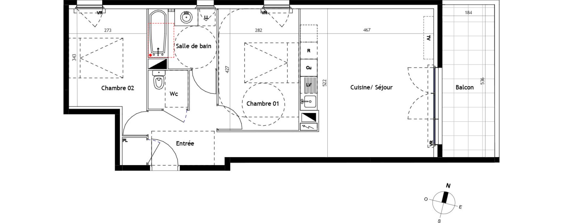 Appartement T3 de 62,60 m2 &agrave; N&icirc;mes Santa cruz