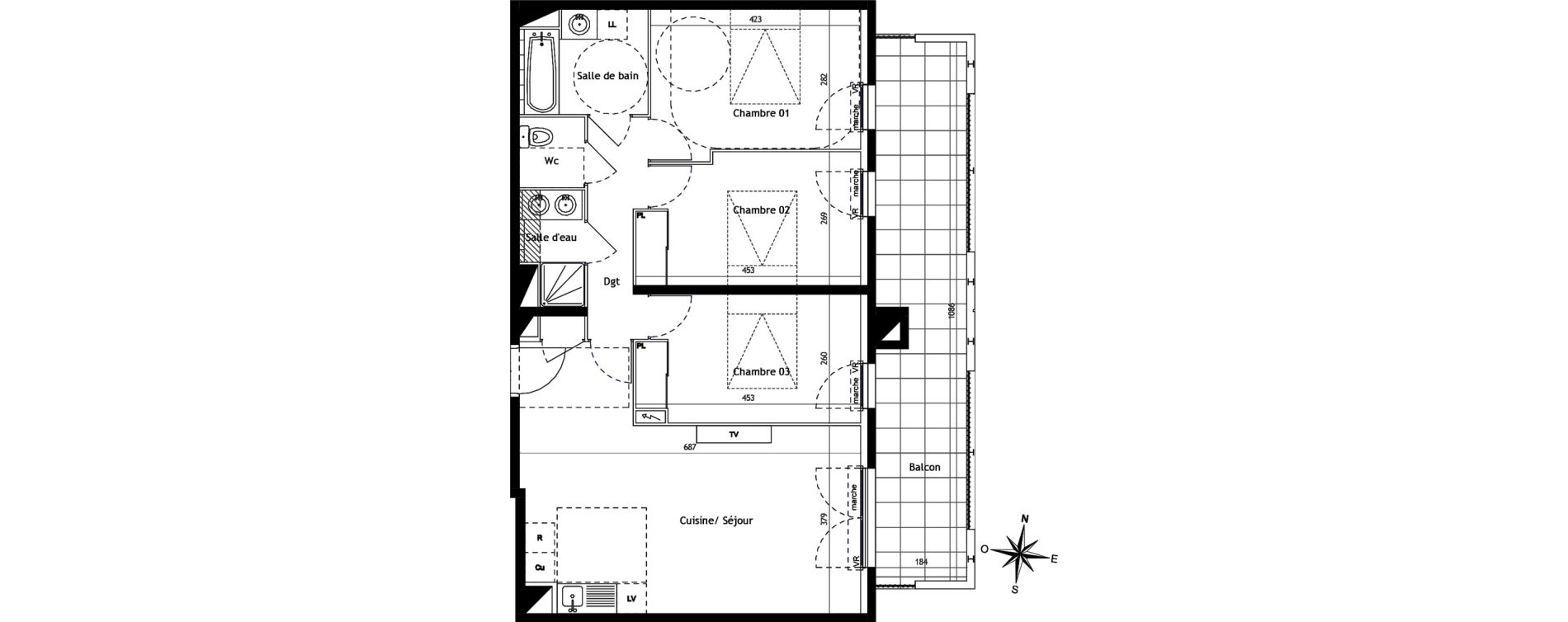 Appartement T4 de 79,30 m2 &agrave; N&icirc;mes Santa cruz