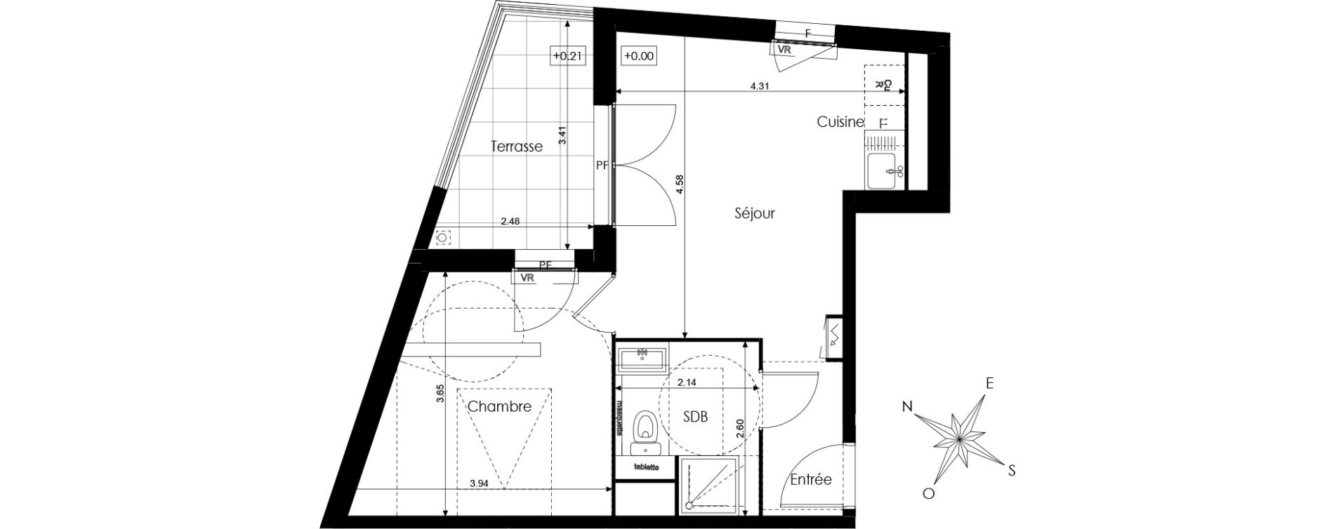 Appartement T2 de 37,85 m2 &agrave; N&icirc;mes Mont duplan