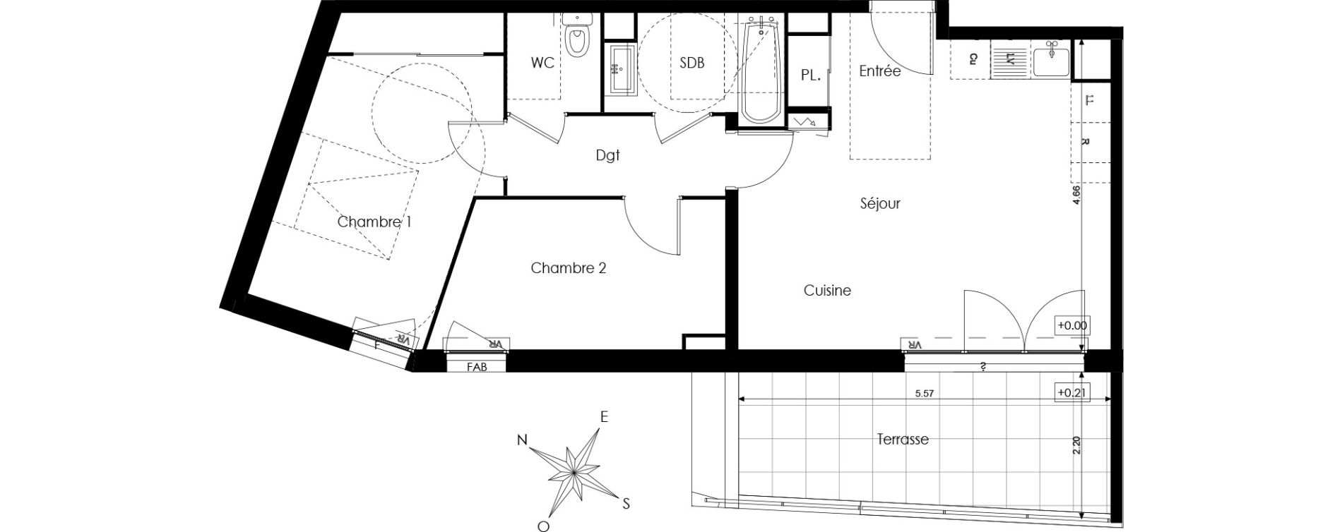 Appartement T3 de 58,95 m2 &agrave; N&icirc;mes Mont duplan