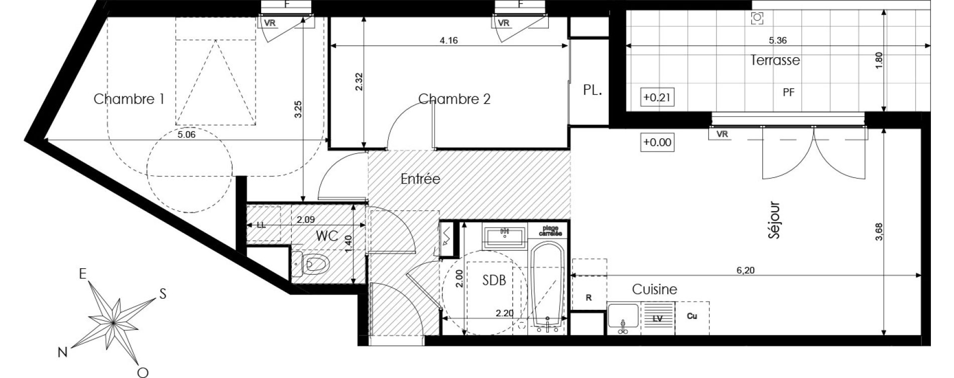 Appartement T3 de 62,60 m2 &agrave; N&icirc;mes Mont duplan