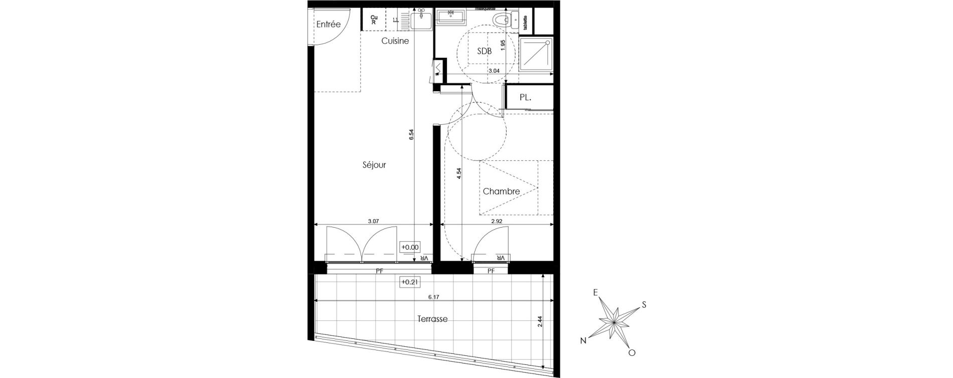 Appartement T2 de 39,20 m2 &agrave; N&icirc;mes Mont duplan