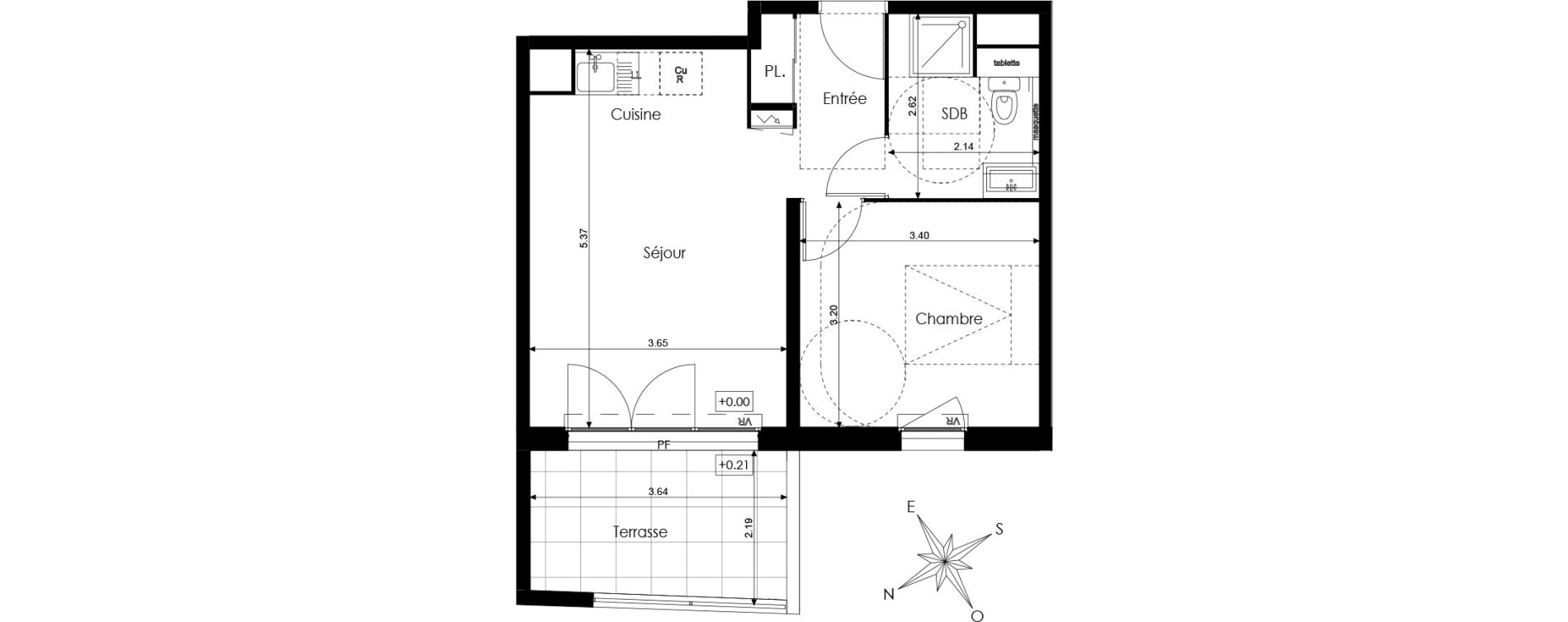 Appartement T2 de 39,35 m2 &agrave; N&icirc;mes Mont duplan