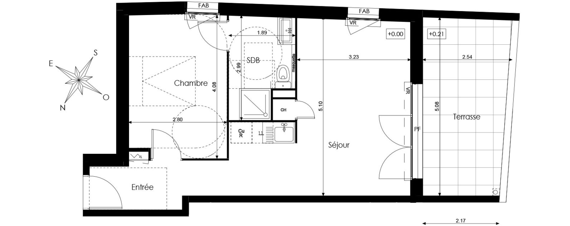 Appartement T2 de 42,00 m2 &agrave; N&icirc;mes Mont duplan