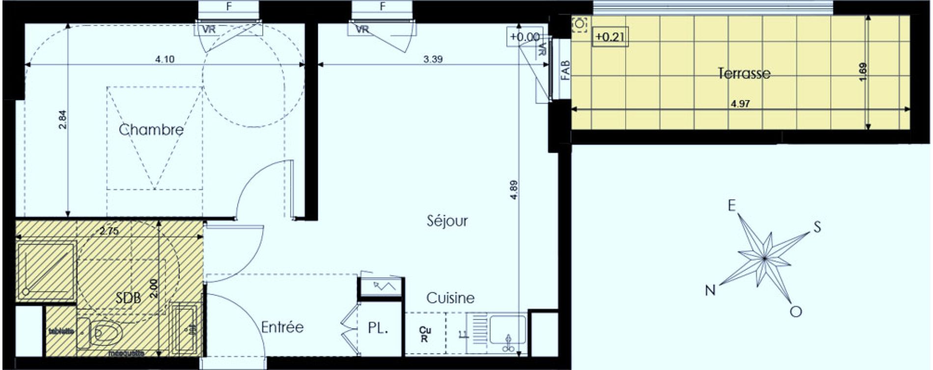 Appartement T2 de 37,15 m2 &agrave; N&icirc;mes Mont duplan