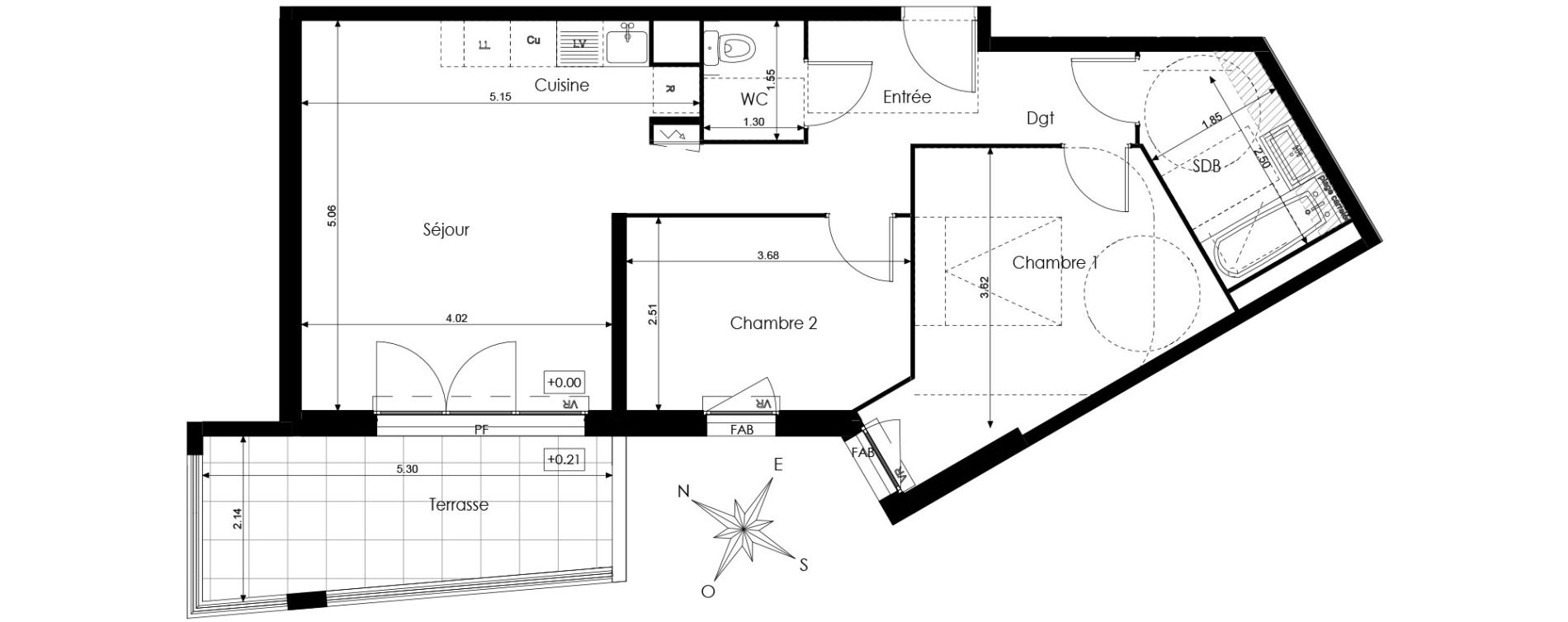 Appartement T3 de 61,30 m2 &agrave; N&icirc;mes Mont duplan