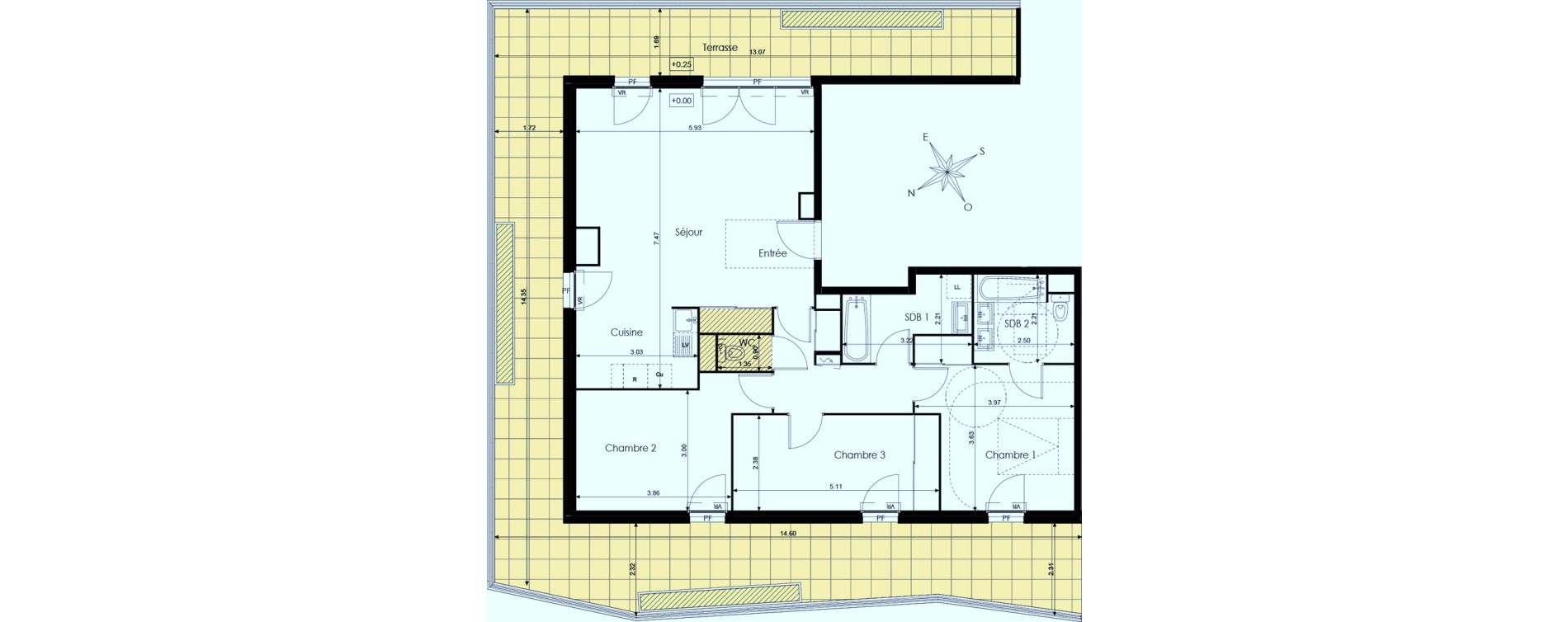 Appartement T4 de 95,20 m2 &agrave; N&icirc;mes Mont duplan