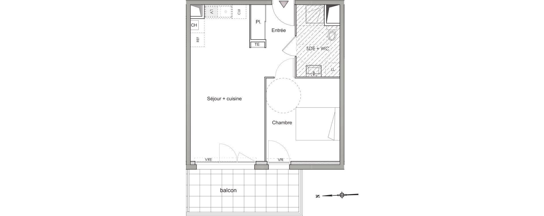 Appartement T2 de 41,60 m2 &agrave; N&icirc;mes Les marronniers