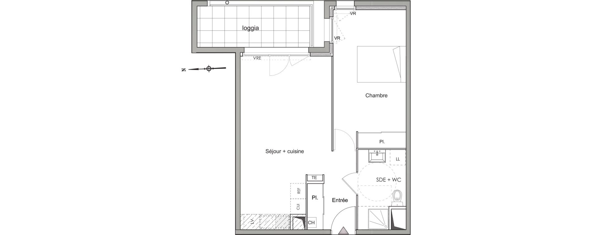 Appartement T2 de 46,70 m2 &agrave; N&icirc;mes Les marronniers